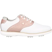 View FootJoy Traditions Spiked Previous Season Shoe Style Golf Shoe White/Rose Gold