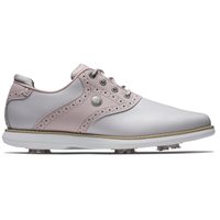 View FootJoy Traditions Spiked Previous Season Shoe Style Golf Shoe Grey/Pink