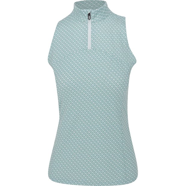 J. Lindeberg Tiana Print Sleeveless Ladies Polo Shirt - Tone Bridge Moonlight - Size: L