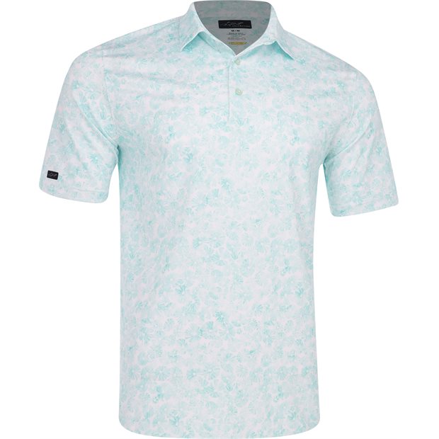 Greg Norman ML75 Stretch Sand Dollar Print Polo Shirt - Sea Tint - Size: M