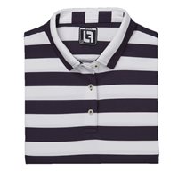 View FootJoy Youth Rugby Stripe Pique Previous Season Apparel Style Shirt Navy/White