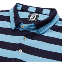 View FootJoy Youth Rugby Stripe Pique Previous Season Apparel Style Shirt Light Blue/Navy