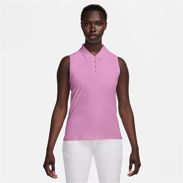 Nike DF Victory Sleeveless Ladies Polo Shirt - Light Magenta/White - Size: XS