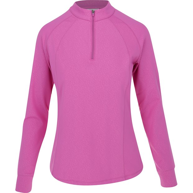 FootJoy Embossed 1/4 Zip Previous Season Apparel Style Ladies Pullover - Berry - Size: S