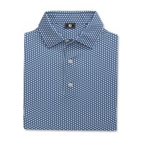 View FootJoy Houndstooth Geo Lisle Shirt Skyway/Dark Denim/White