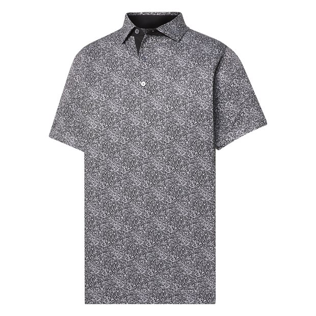 FootJoy Speckle Lisle Polo Shirt - Black/White - Size: S