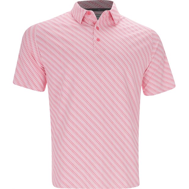 Callaway Chevron Twill Print Polo Shirt - Strawberry Pink - Size: XL