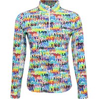 IBKUL Live Love Laugh Print LS Mock Neck Top