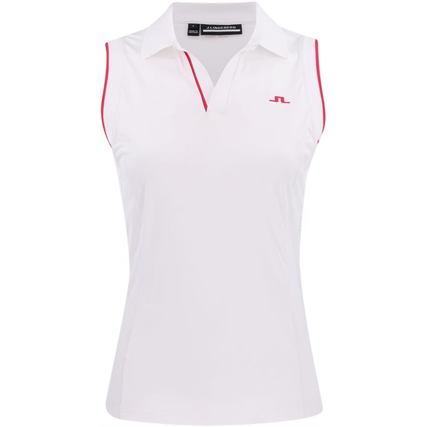 J. Lindeberg Viola Sleeveless Top Ladies Polo Shirt - White - Size: L