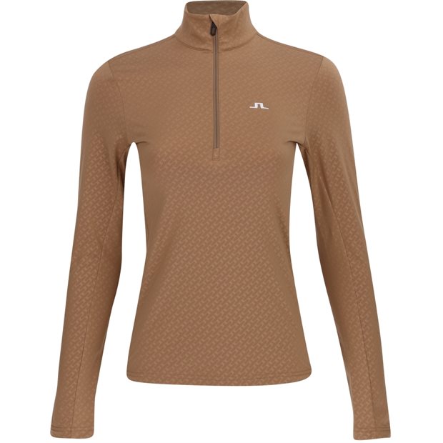 J. Lindeberg Lauryn Quarter Zip Mid Layer Ladies Pullover - Tigers Eye - Size: L