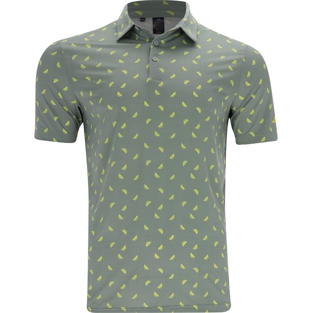 Adidas Ultimate365 Printed Faded Triangle Mesh Polo Shirt - Silver Green/Pure Sulfur - Size: XXL