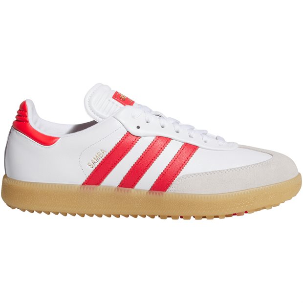 Adidas Samba Spikeless Golf Shoes - Cloud White/Pure Ruby/Gum - Size: M 9.5 / W 10.5 M