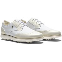 View FootJoy Traditions Wingtip Golf Shoe White/Gold
