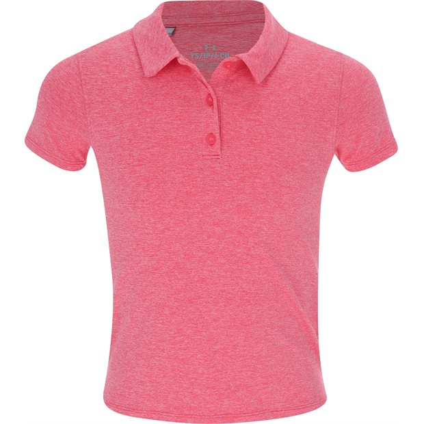 Under Armour UA Youth Girls Aura Heather Junior Polo Shirt - Super Pink/Heather - Size: S
