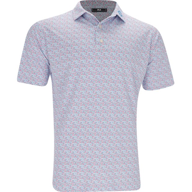FootJoy Tour Logo Gamer Print Pique Previous Season Apparel Style Polo Shirt - Blue/High Tide/Magenta - Size: S