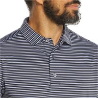 View FootJoy Shirting Stripe Lisle Shirt Black/Periwinkle