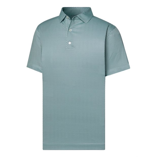 FootJoy Athletic Fit Stellar Print Lisle Previous Season Apparel Style Polo Shirt - Seafoam/White/Navy - Size: XL