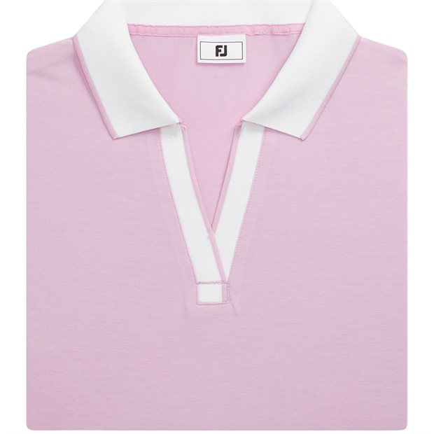FootJoy Notch Vneck Previous Season Apparel Style Ladies Polo Shirt - Orchid - Size: S
