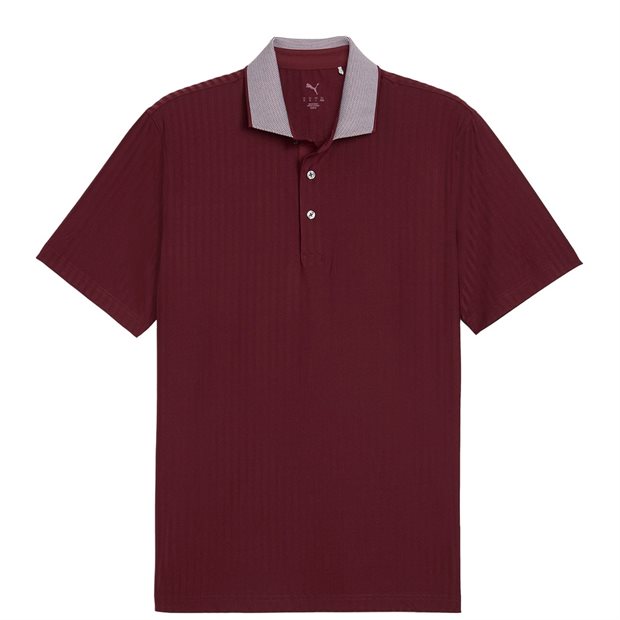 Puma MATTR Stripe Jacquard Polo Shirt - Ruby Shimmer - Size: L