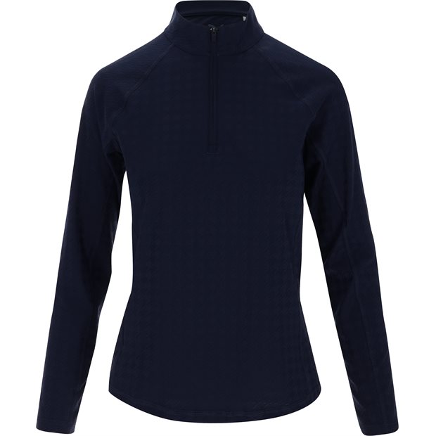 Puma Houndstooth 1/4 Zip Ladies Pullover - Deep Navy - Size: S