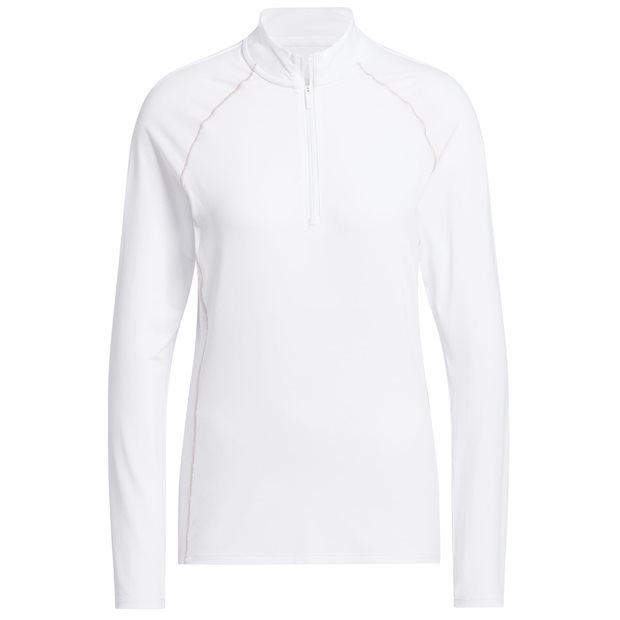 Adidas Ultimate365 Solid 1/4 Zip Mock Ladies Polo Long Sleeve - White - Size: L
