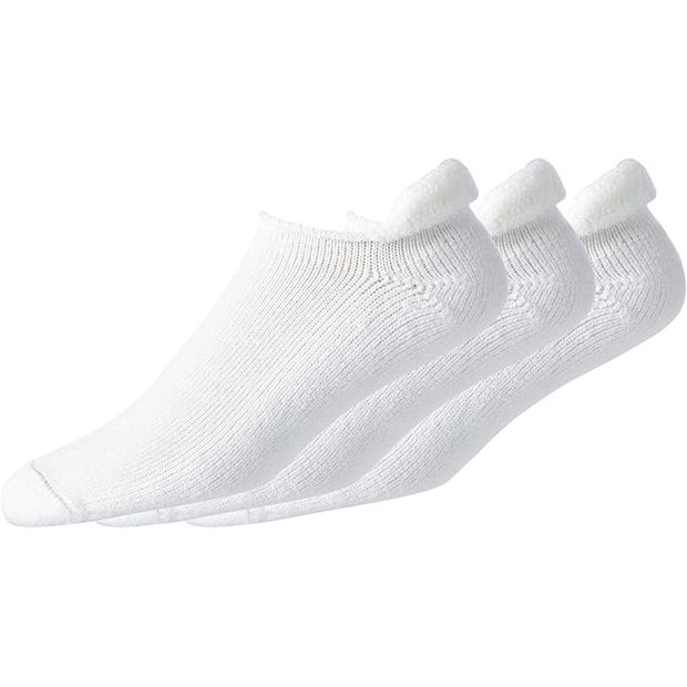 FootJoy ComfortSof Roll Top 3-Pack Ankle Socks - White - Size: 7 - 12