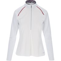 Greg Norman Patriot Half Zip Mock Collar Ladies Pullover - White - Size: XL