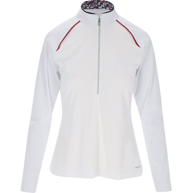 Greg Norman Patriot Half Zip Mock Collar Ladies Pullover - White - Size: XL