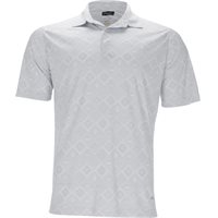View Greg Norman ML75 Recycled Microlux Golf Tiles Print Shirt Shark Grey