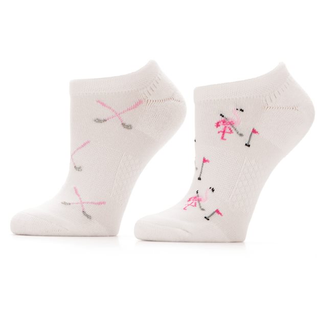 Ben Hogan Flamingo Clubs Low Cut 2 Pack Ladies Ankle Socks - White - Size: 4 - 10.5