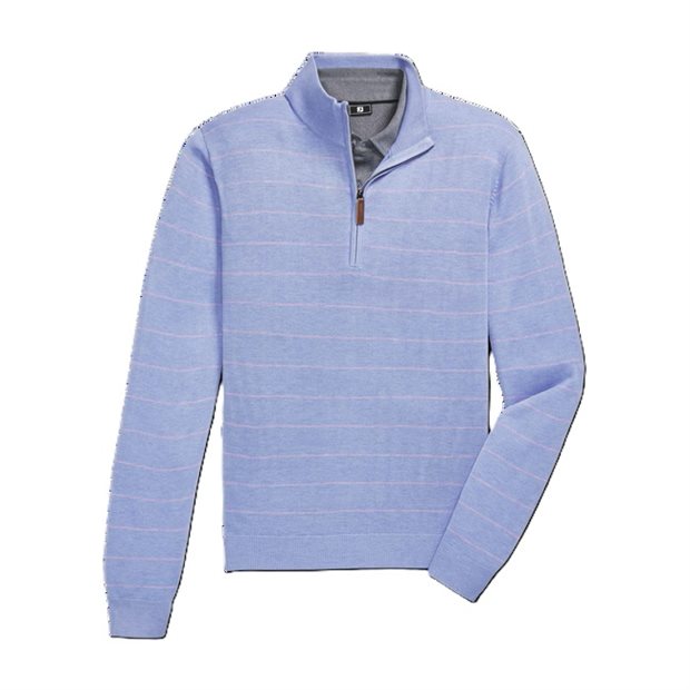 FootJoy Wool Heather Stripe 1/4 Zip - Periwinkle/Orchid - Size: XL
