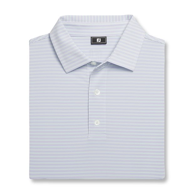 FootJoy Emory Stripe Previous Season Apparel Style Polo Shirt - White/Pistachio/Blue Jay - Size: S