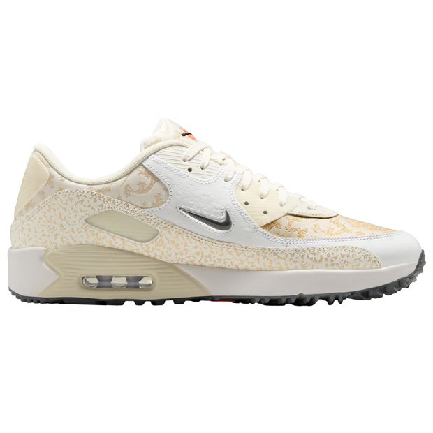 Nike NRG Air Max 90 Spikeless Golf Shoes - White/Metallic Gold/Sail - Size: M 8.5 / W 10 M
