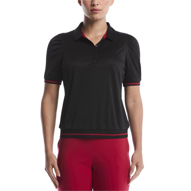 Ben Hogan Color Block Waist Length Ladies Polo Shirt - Caviar - Size: S