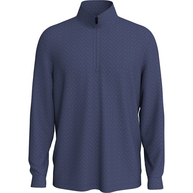 Ben Hogan Youth Small Texture Geo Print 1/4 Zip Junior Jacket - Peacoat - Size: M