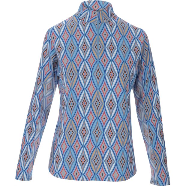 IBKUL Romina 1/4 Zip Ladies Pullover - Blue Multi - Size: XXL