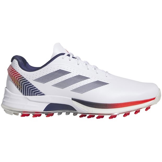 Adidas Adizero ZG Ryder Spikeless Golf Shoes - FTWR White/Dark Blue/Red - Size: 13 M