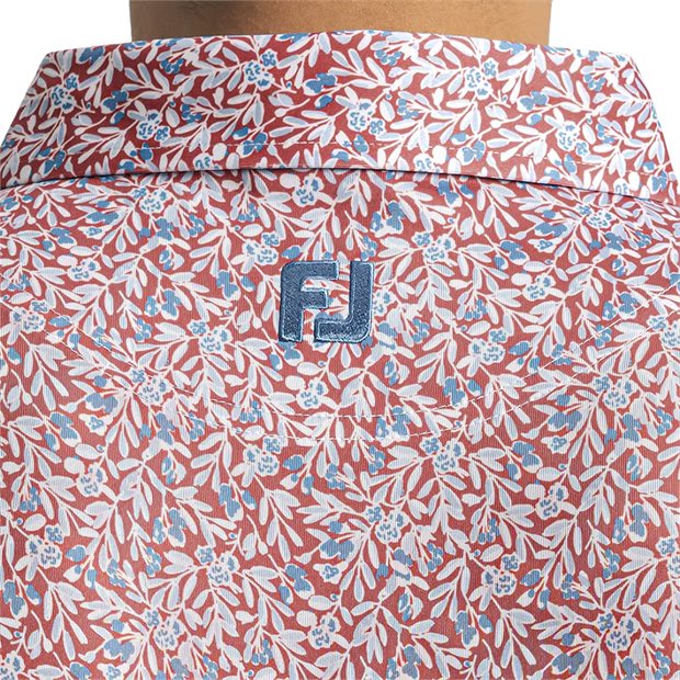 FootJoy Meadow Print Previous Season Apparel Style Polo Shirt - Nantucket Red/Chambray/Coastal Blue - Size: M