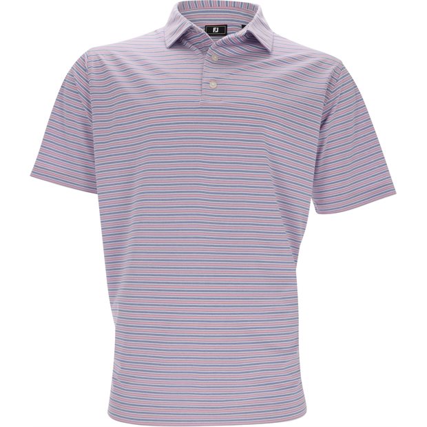 FootJoy Heather Stripe Pique Polo Shirt - Heather Vivid Violet/Heather Pink Pop/White - Size: XXL