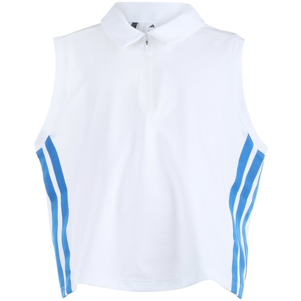 Adidas 'Beyond The Course' Crop Twistknit Ladies Polo Shirt - White - Size: XS