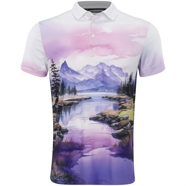 J. Lindeberg Samuel Polo Shirt - Watercolor/Purple - Size: M