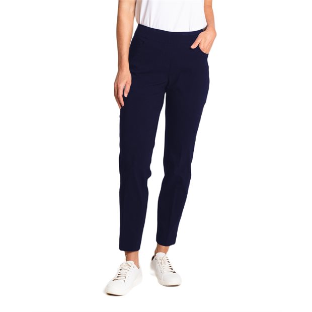 Slimsation Pull-on Ankle Pant 29 Inch Ladies Flat Front Pants - Midnight - Size: 14