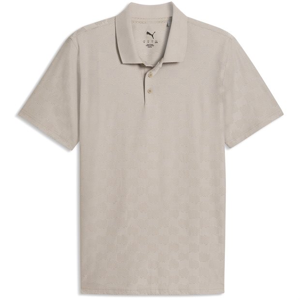 Puma MATTR Check Jacquard Polo Shirt - Ice Coffee - Size: XL