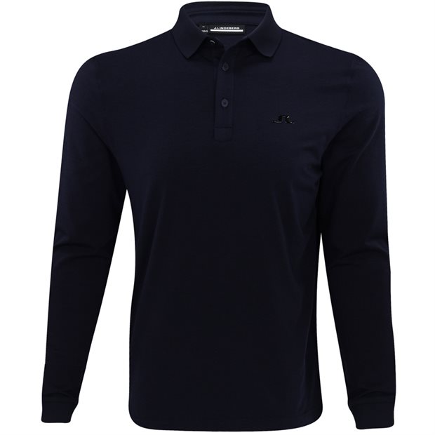 J. Lindeberg Florian Long Sleeve Polo Shirt - Navy Melange - Size: S
