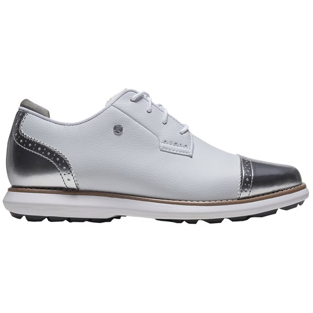 FootJoy Traditions Cap Toe Ladies Spikeless Golf Shoes - 98238 - White/Platinum - Size: 9 M