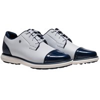 View FootJoy Traditions Cap Toe Spikeless White/Blue Steel