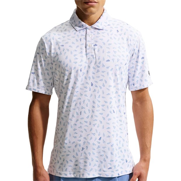 Nike Dri-FIT Par Shoe Polo Shirt - White/Work Blue - Size: L