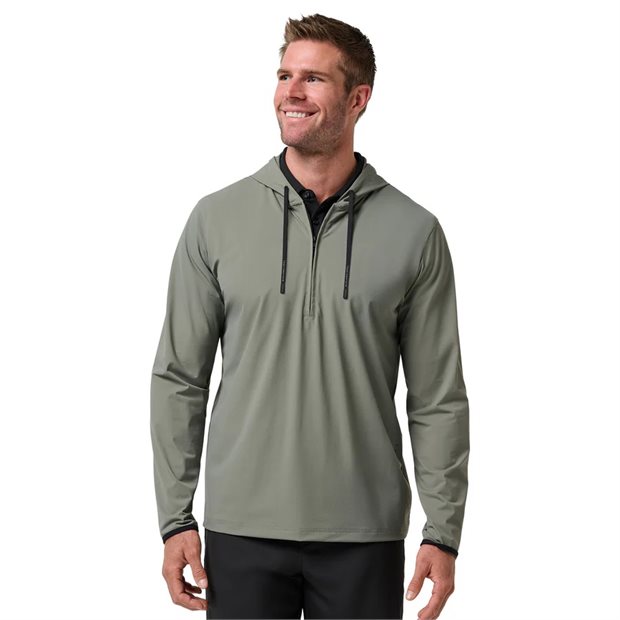 TravisMathew Hero Hour Tech Pullover - Dark Olive - Size: M