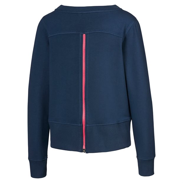 Puma Zip Fleece Ladies Crew Sweater - Dark Denim - Size: XL