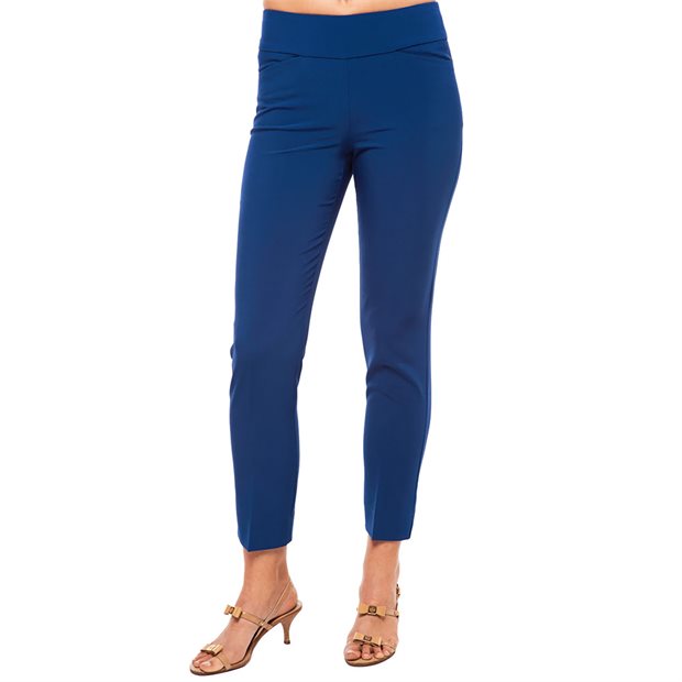 IBKUL Stain Resistant Ankle Pants Ladies Capri Pants - Navy - Size: 8